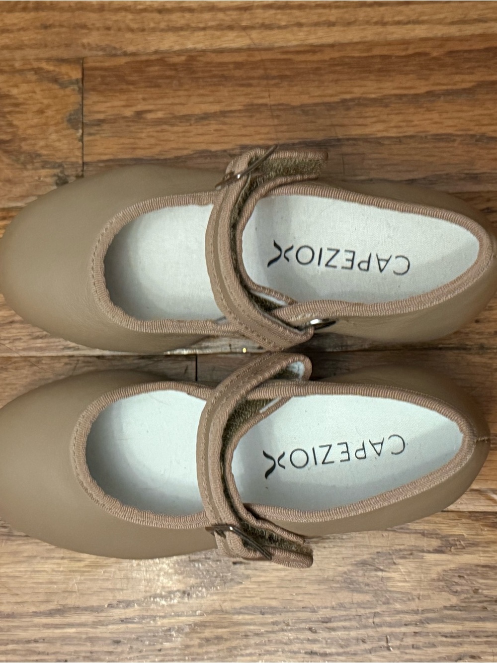 Capezio Taupe Kids Tap Shoes with Buckle Strap